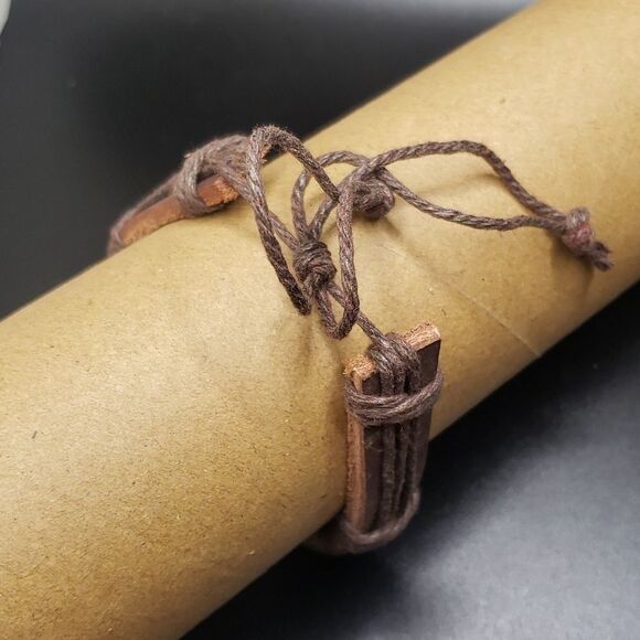 Tree of life brown leather adjustable bracelet - Picture 3 of 3